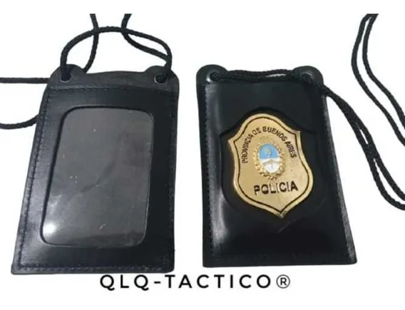 Porta Placa Credencial Colgante + Placa Decorativa Dorada - QLQ Táctico